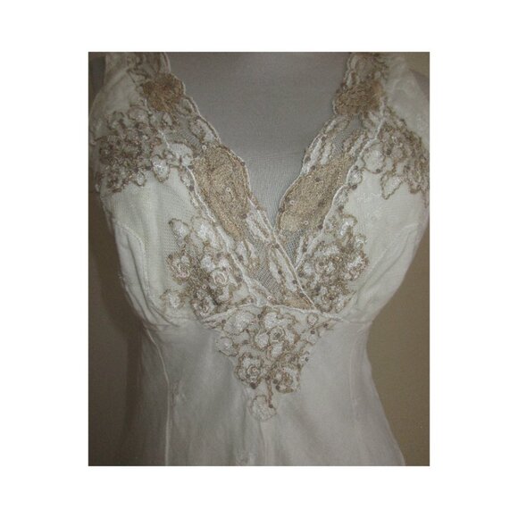 Vintage 1970's Macrame Positano Italy Embroidered White Linen Maxi Dress Size S - Picture 7 of 10